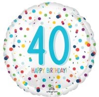 Standard Confetti Birthday 40 Balloon