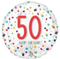 Standard Confetti Birthday 50 Balloon