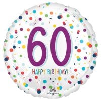 Standard Confetti Birthday 60 Balloon