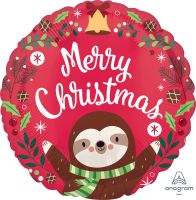 18" Sloth Christmas Balloon