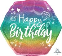 SuperShape Iridescent Sparkle Birthday Balloon