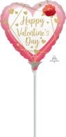 09" Happy Valentines Day Watercolor Faceted Heart Balloon