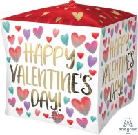 UltraShape Cubez Happy Valentines Day Painted Hearts Balloon
