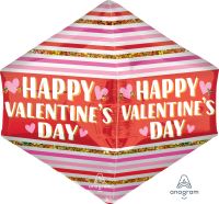 UltraShape Anglez Happy Valentines Day Stripes and Glitter Balloon