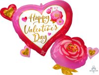 SuperShape Happy Valentines Day Heart and Rose Balloon