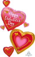 Giant Multi-Balloon Happy Valentines Day Pink, Gold and Red