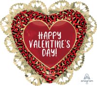 SuperShape Intricates Happy Valentines Day Animal Print Balloon