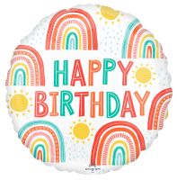 Standard Retro Rainbow Birthday Balloon