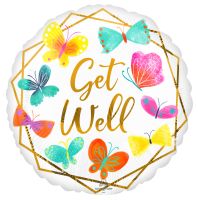 18" Get Well White and Gold Balloon