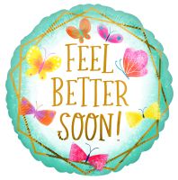 18" Feel Better Teal and Gold Balloon
