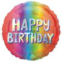 Standard Holographic Happy Birthday Silver Ombre Balloon