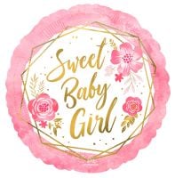 Standard Baby Girl Floral Geo Balloon