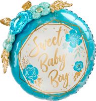 Multi-Balloon Baby Boy Floral Geo
