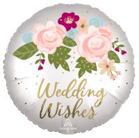 Standard Satin Wedding Wishes Floral Balloon