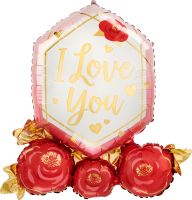 SuperShape I Love you Gem and Roses Balloon