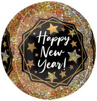 Orbz Happy New Year Gold Sparkle Balloon