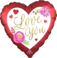 18" Satin Love Watercolor Floral Balloon