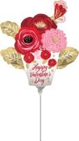 Mini Shape Happy Valentines Day Satin Painted Flowers  Balloon