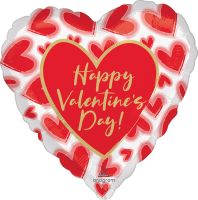 18" Happy Valentines Day Blush Lined Hearts Balloon