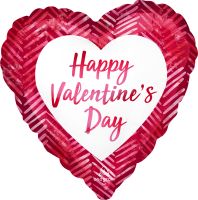18" Happy Valentines Day Ribbed Lines Balloon