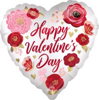 Jumbo Happy Valentines Day Satin Painted Flowers Balloon