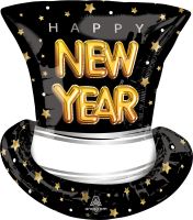 SuperShape Pop Clink Cheers Top Hat New Year Balloon