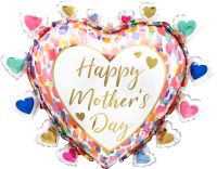 SuperShape Satin Happy Mothers Day Colorful Watercolor Balloon