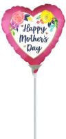 09" Satin Happy Mothers Day Watercolor Floral Pink Balloon
