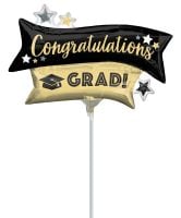 MiniShape Congratulations Grad Gold and Black Balloon