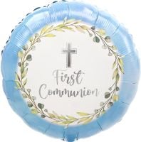 18" My First Communion Blue Balloon