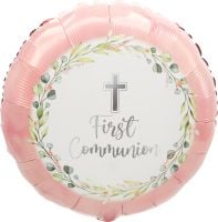 18" My First Communion Pink Balloon