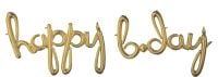 Script Phrase Happy Bday White Gold Balloon