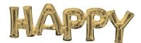 Phrase Happy White Gold Balloon