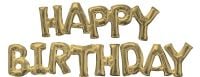 Phrase Happy Birthday White Gold Balloon
