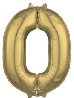 26" White Gold Number 0 Balloon