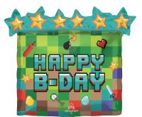 SuperShape Pixel Party Happy Bday Balloon