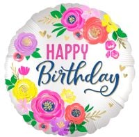 18" Artful Floral Birthday Balloon