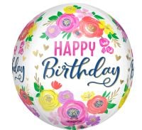 Orbz Artful Floral Birthday Balloon