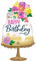 SuperShape Artful Floral Birthday Balloon