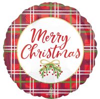 18" Christmas Mistletoe Plaid Balloon