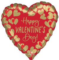 18" Golden Happy Valentines Day Balloon