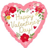18" Happy Valentines Day Floral Balloon
