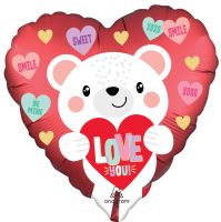 18" Satin Love You White Bear Balloon