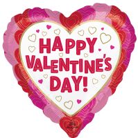 18" Happy Valentines Day Wrapped In Hearts Balloon