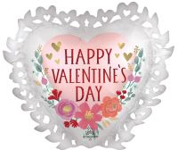 SuperShape Happy Valentines Day Satin Romantic Flowers Balloon