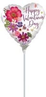 04" Satin Happy Valentines Day Pressed Flowers Balloon