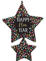 SuperShape Happy New Year Colourful Confetti Stars Balloon