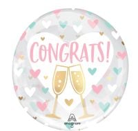 18" Clearz Congrats Hearts Balloon
