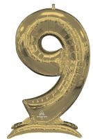 50" Stand-Up White Gold Number 9 Balloon