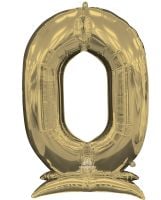 50" Stand-Up White Gold Number 0 Balloon